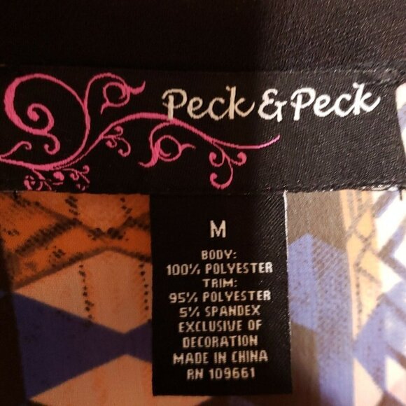 Peck & Peck Womens Fringe Aztec Silky Kimono Medium - Picture 5 of 6